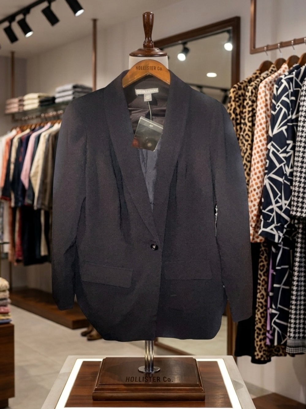 Jessica London Men's Black Single-Button Blazer